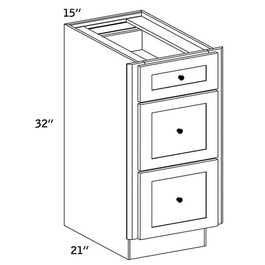 Pearl 3 Drawers Vanity Pure White Cabinet (Without sink and countertop) 15"