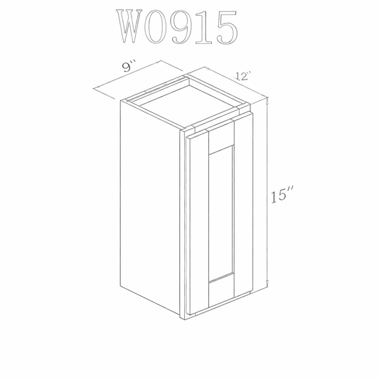 Pearl Wall 09"-Natural Shaker Wall 9"W x 30"H x 12"D-1 Door