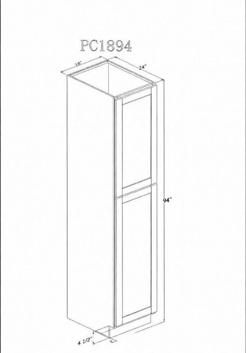 Pearl Tall 18" - Pure White 18 Inches Pantry Cabinet 94"