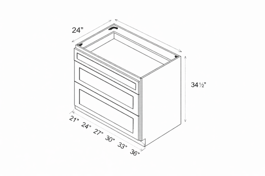 Pearl Base 21" - Natural Shaker 21 Inch 3 Drawer Base Cabinet