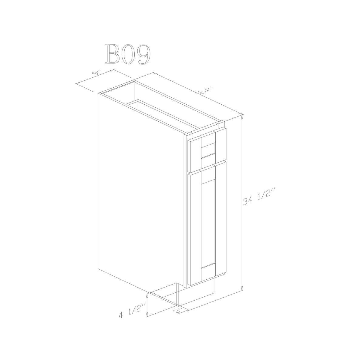 Pearl Base 09" -Hunter Green 9 Inch Base Cabinet
