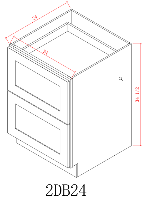 Pearl Base 24" - Pure White 24 Inches 2 Drawer Base Cabinet