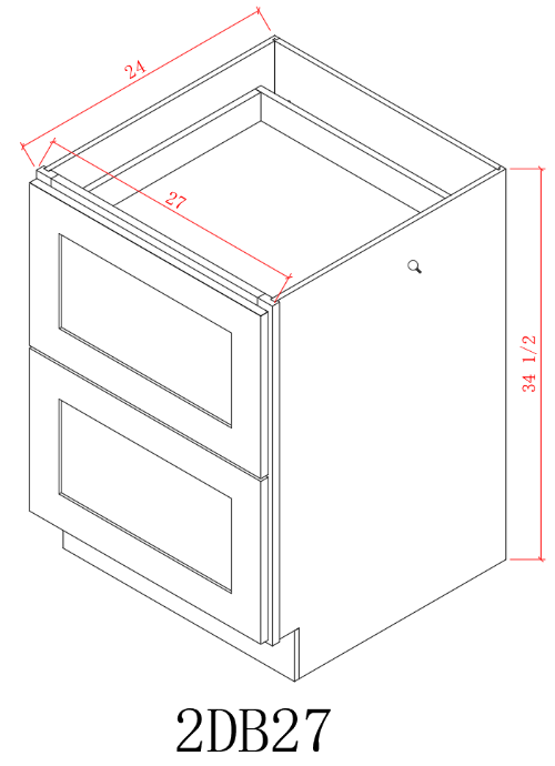 Pearl Base 27" - Natural Shaker 27 Inches 2 Drawer Base Cabinet