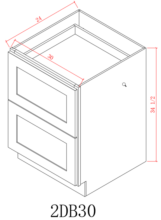 ZC Building Supply Base 30" - Natural Shaker 30 Inches 2 Drawers Base Cabinet