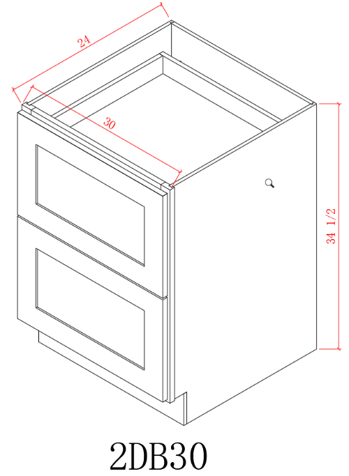 Pearl Base 30" - Pure White 30 Inches 2 Drawer Base Cabinet