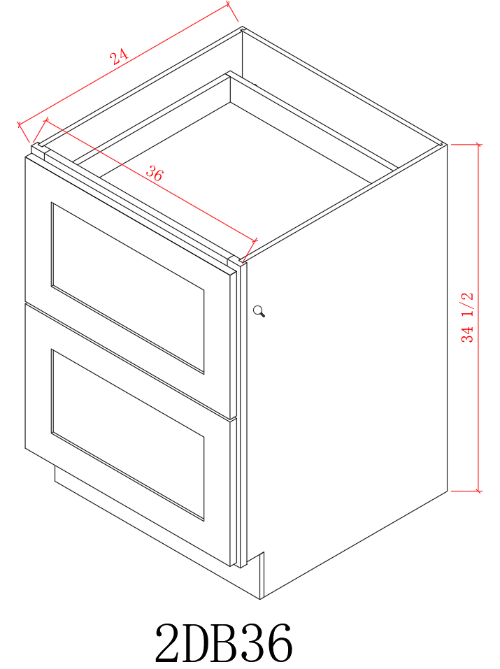 Pearl Base 36" - Pure White 36 Inches 2 Drawer Base Cabinet