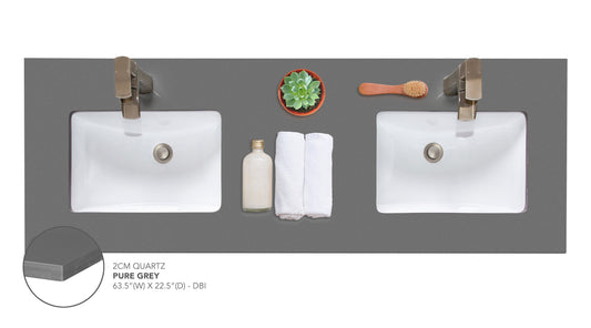 Pearl Pure Grey Vanity Precut Countertop - SELF PICK UP ONLY 60"D