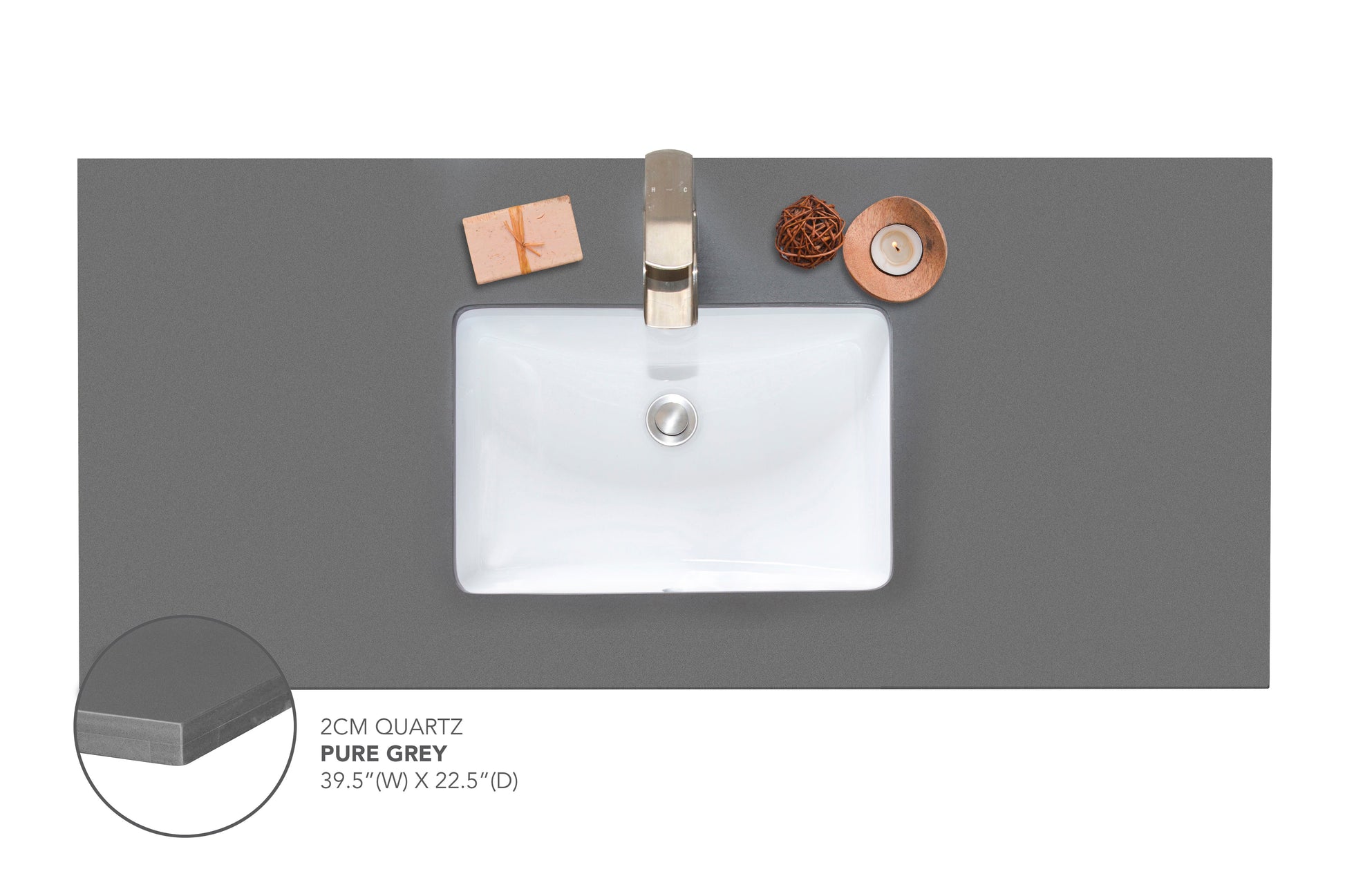 Pearl Pure Grey Vanity Precut Countertop - SELF PICK UP ONLY 30"