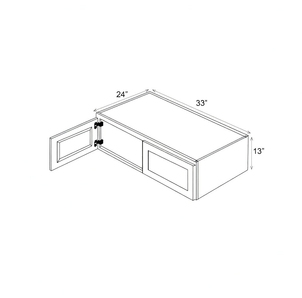 Pearl Wall 33" - Natural Shaker 33 Inches Wall Refrigerator Cabinet (12"D)