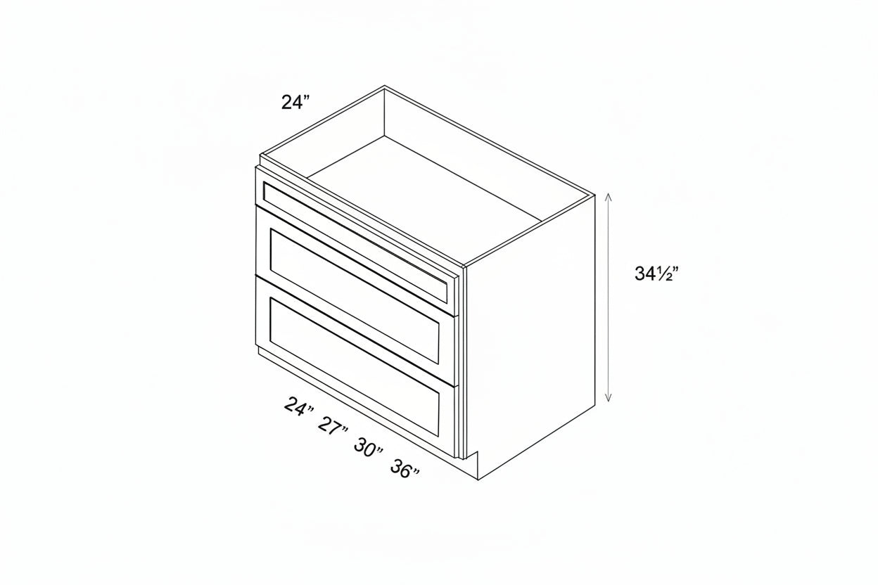 Pearl Base 24" - Natural Shaker 24 Inch 3 Drawer Base Cabinet