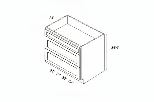 Pearl Base 24" - Natural Shaker 24 Inch 3 Drawer Base Cabinet