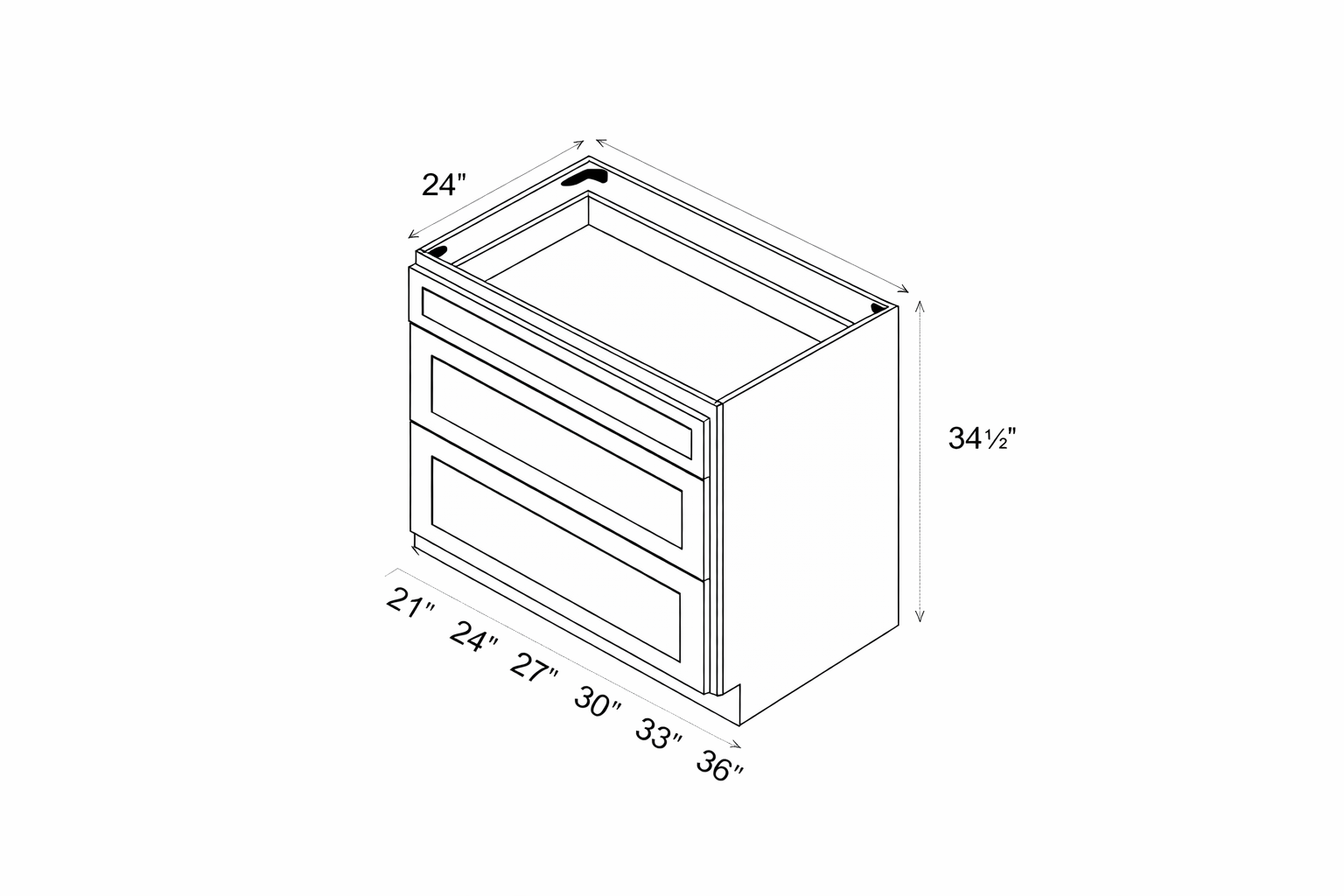 Pearl Base 27" - Natural Shaker 27 Inch 3 Drawer Base Cabinet