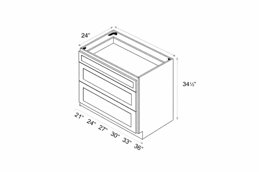 Pearl Base 27" - Natural Shaker 27 Inch 3 Drawer Base Cabinet