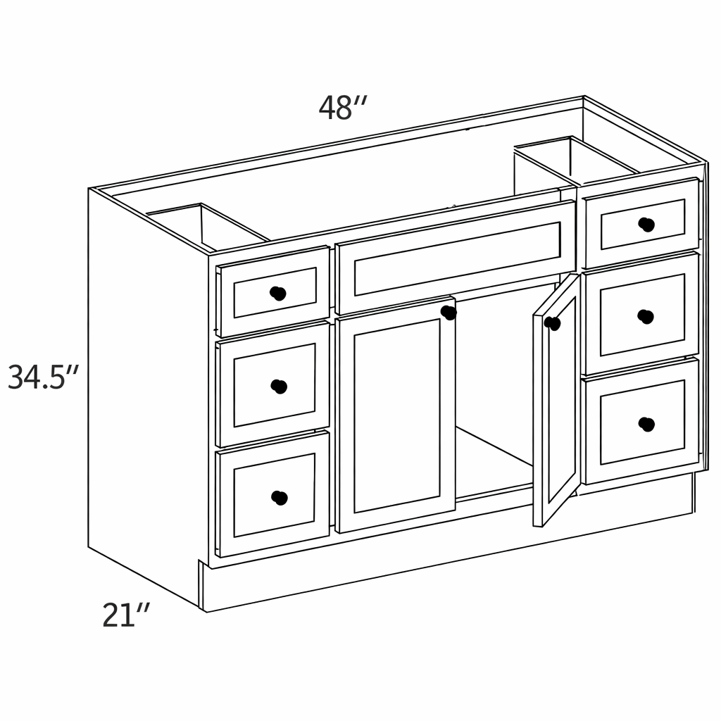 Pearl 48" Vanity Natural Shaker Cabinet (Without sink and countertop)