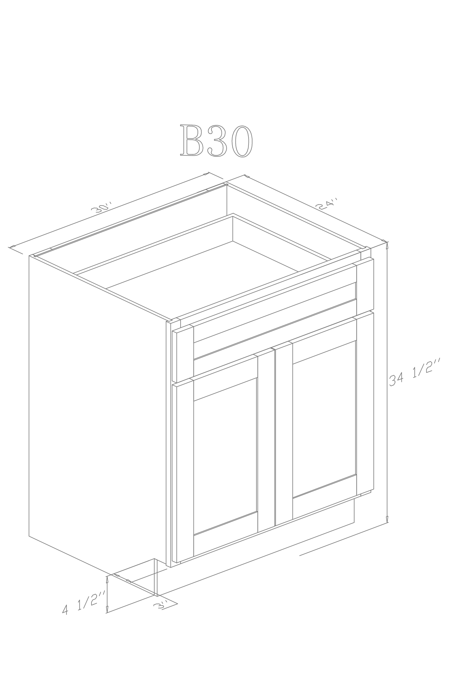 Pearl Base 30" - Pure White 30 Inches Base Cabinet