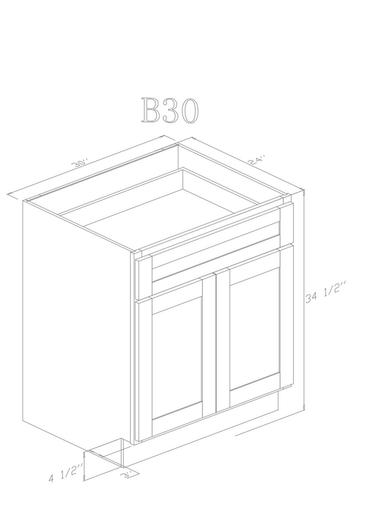 Pearl Base 30" - Pure White 30 Inches Base Cabinet