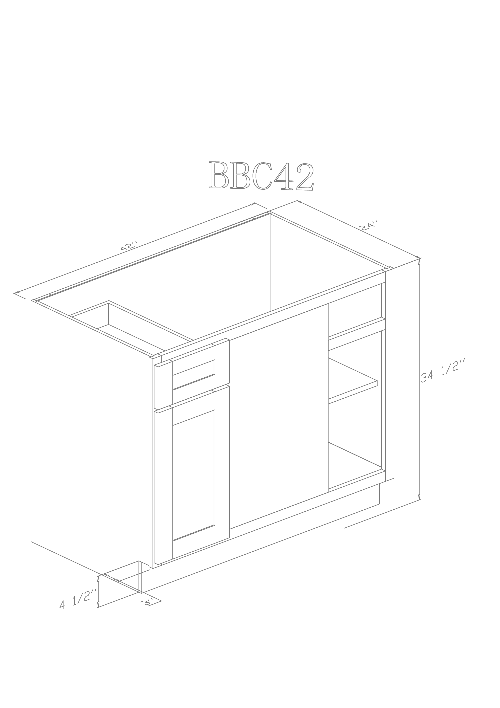 Pearl Base 42"-Pure White 42 Inches Blind Corner Base Cabinet