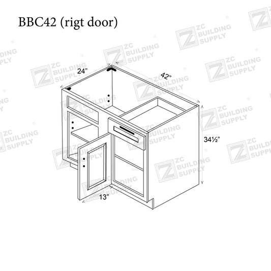 ZC Building Supply Base 42"-Natural Shaker Base Blind Corner 42"-42"W x 24"D x 34.5"H--- BBC42