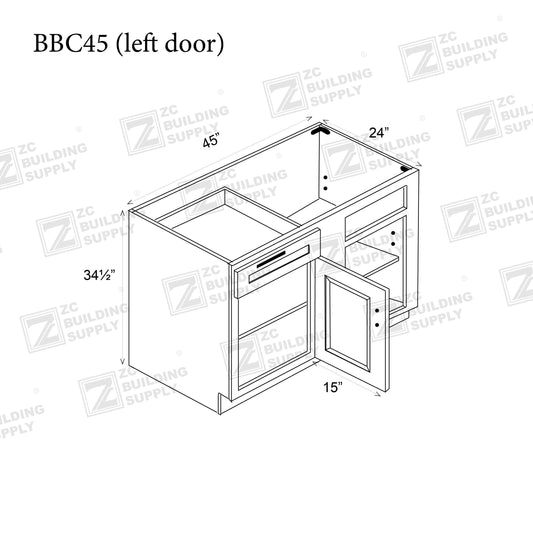 ZC Building Supply Base 45"-Natural Shaker Base Blind Corner 45"-45"W x 24"D x 34.5"H--- BBC45