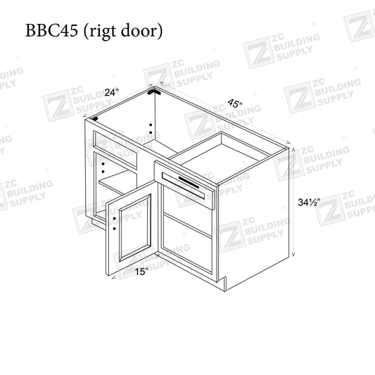 ZC Building Supply Base 45"-Natural Shaker Base Blind Corner 45"-45"W x 24"D x 34.5"H--- BBC45