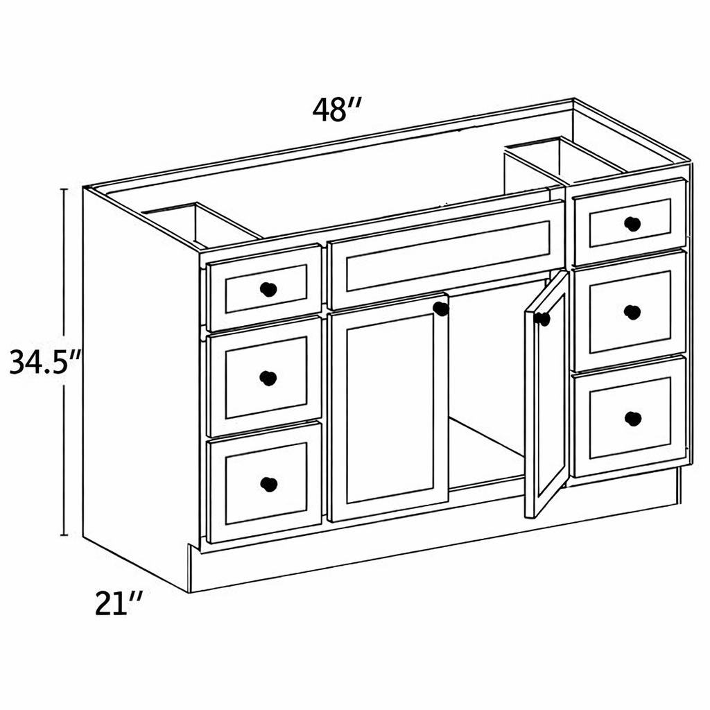Pearl 48" Vanity Pure White Cabinet (Without sink and countertop)