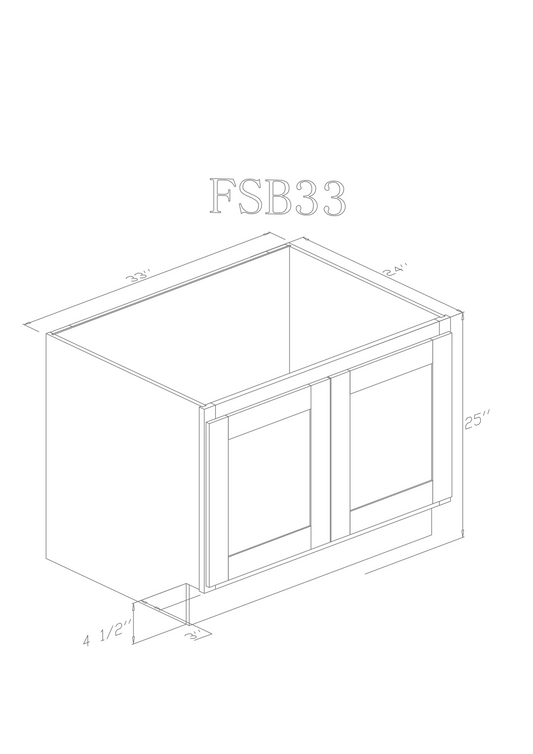 Pearl Base 33" - Natural Shaker Farm Sink Base 33"