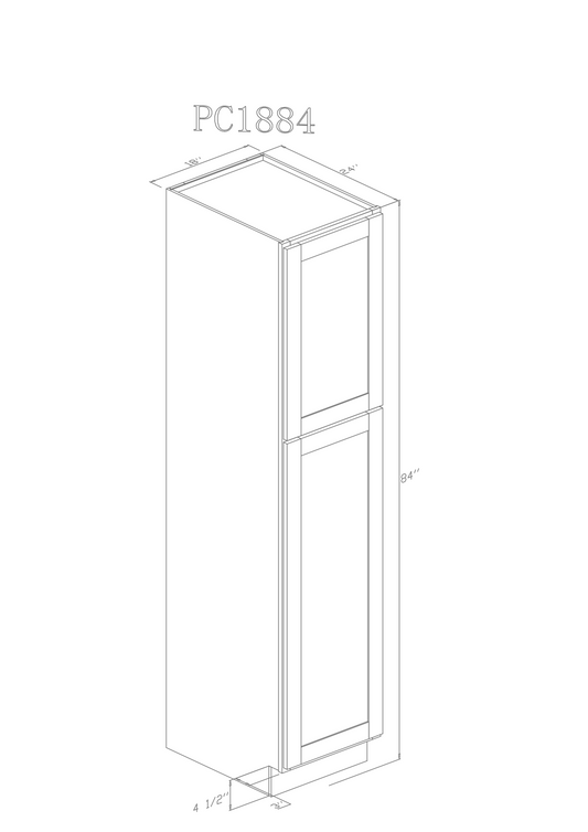 Pearl Tall 18" - Pure White 18 Inches Pantry Cabinet 84"