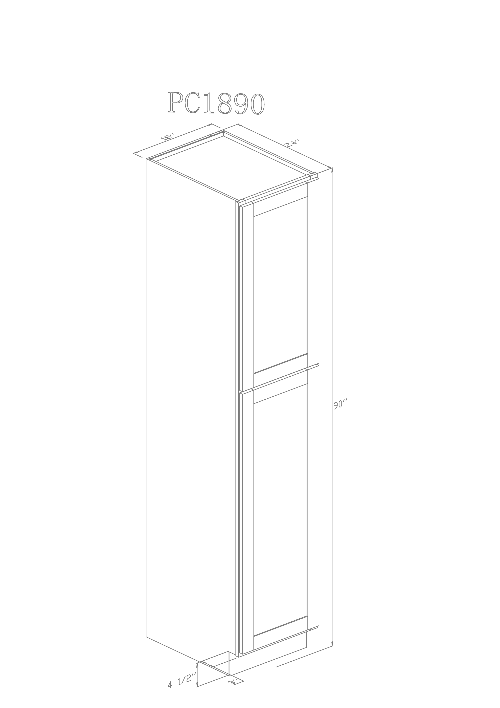 Pearl Tall 18" - Pure White 18 Inches Pantry Cabinet 90"