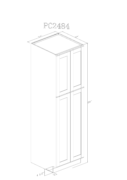 Pearl Tall 24" - Pure White 24 Inches Pantry Cabinet 84"