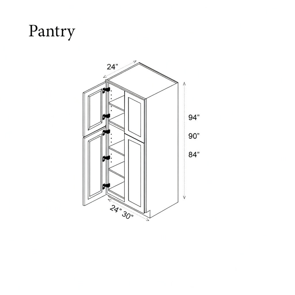 Pearl Tall 24" - Natural Shaker 24 Inches Pantry Cabinet 94