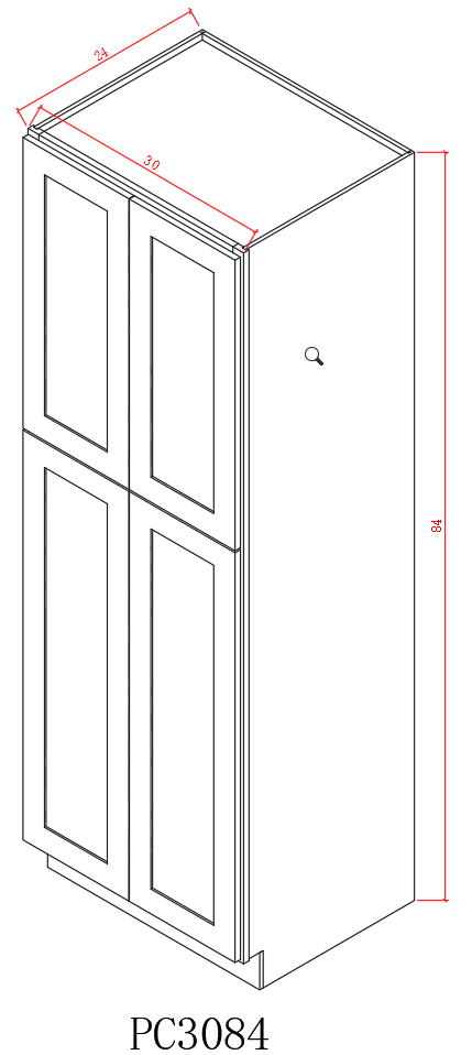 Pearl Tall 30" - Pure White 30 Inches Pantry Cabinet 84"