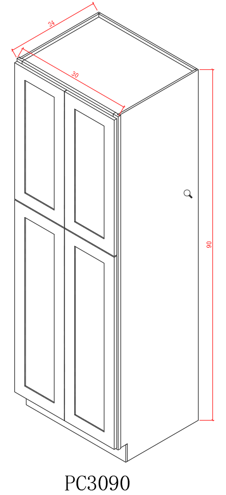 Pearl Tall 30" - Pure White 30 Inches Pantry Cabinet 90"