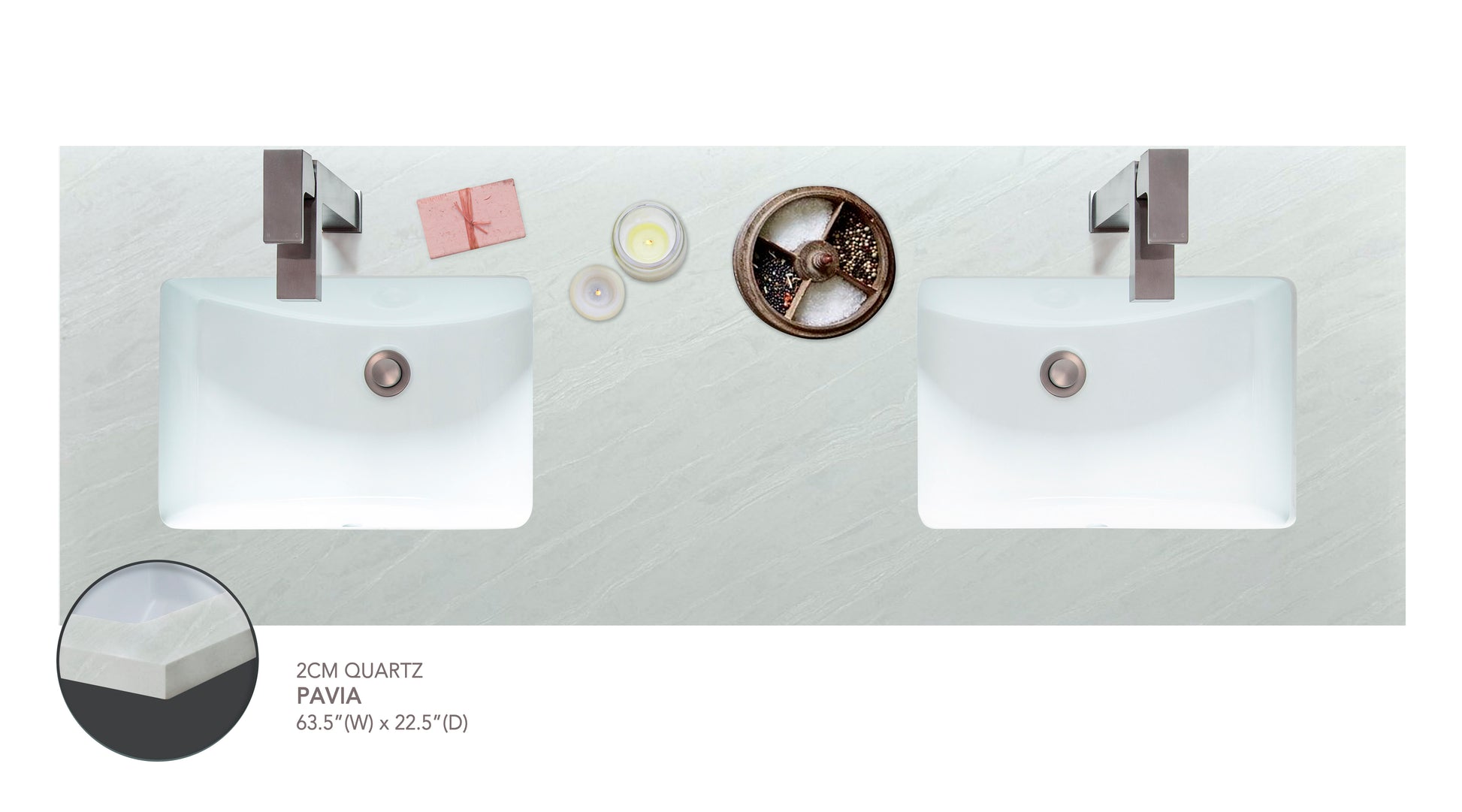 Pearl Pavia Vanity Precut Countertop - SELF PICK UP ONLY 60"D
