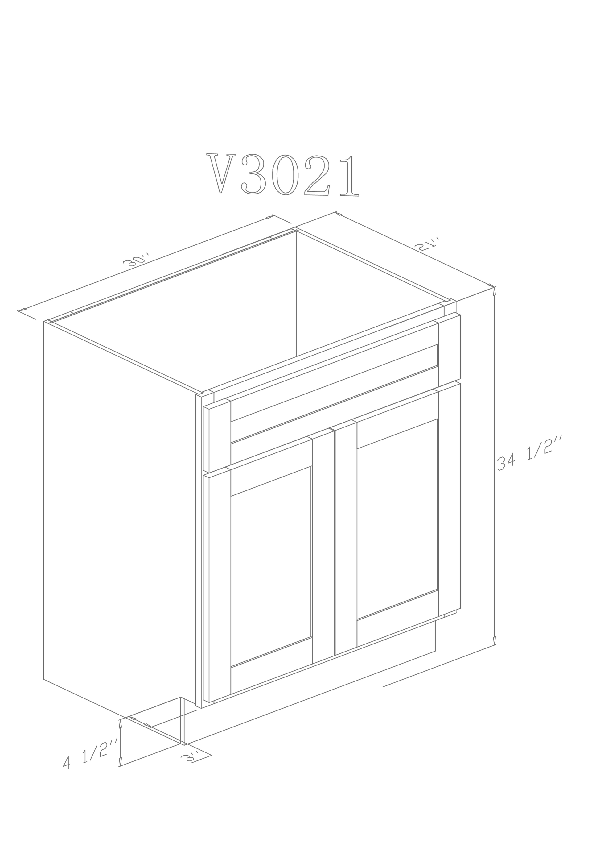 Pearl Natural Shaker Vanity 30"W x 21" D x 34.5"H-2 Doors---NS-V3021