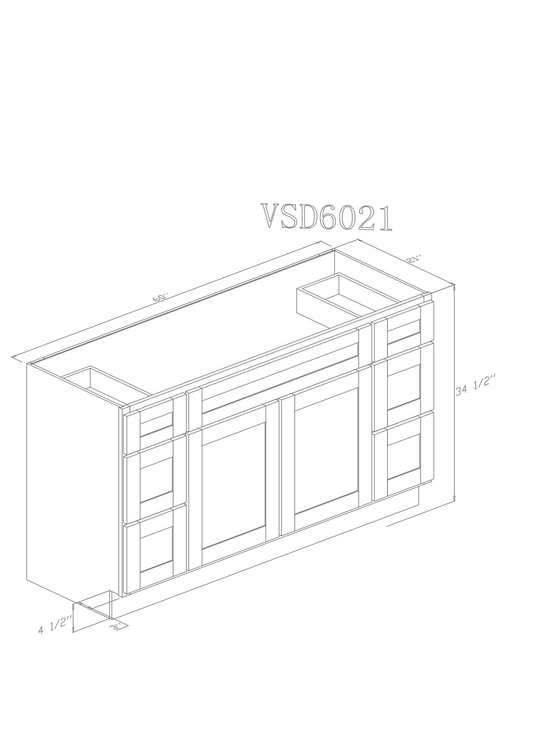 Pearl Natural Shaker Vanity 60" -(Without sink and countertop) Single or Double Sinks 60"S