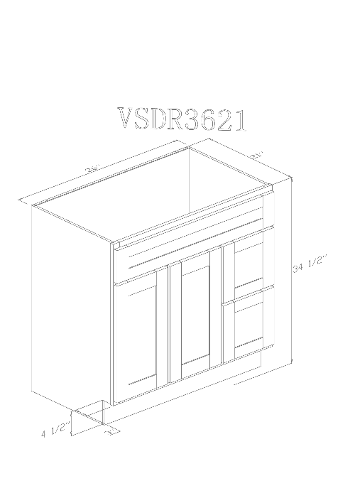 Pearl 36" Vanity Pure White (Without sink and countertop) Right or Left side Drawers 36" R
