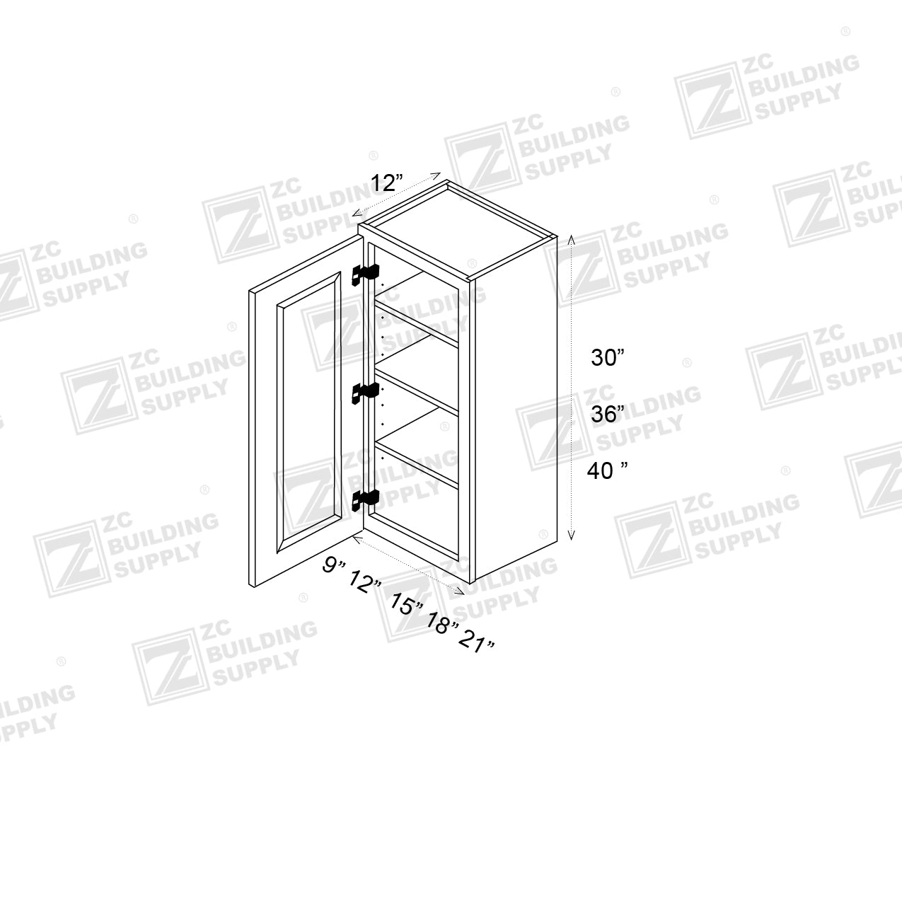 ZC Building Supply Wall 21" - Natural Shaker 21 Inches Wall Cabinet