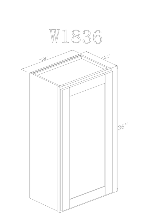 ZC Building Supply Wall 18" - Pure White 18 Inches Wall Cabinet 36"