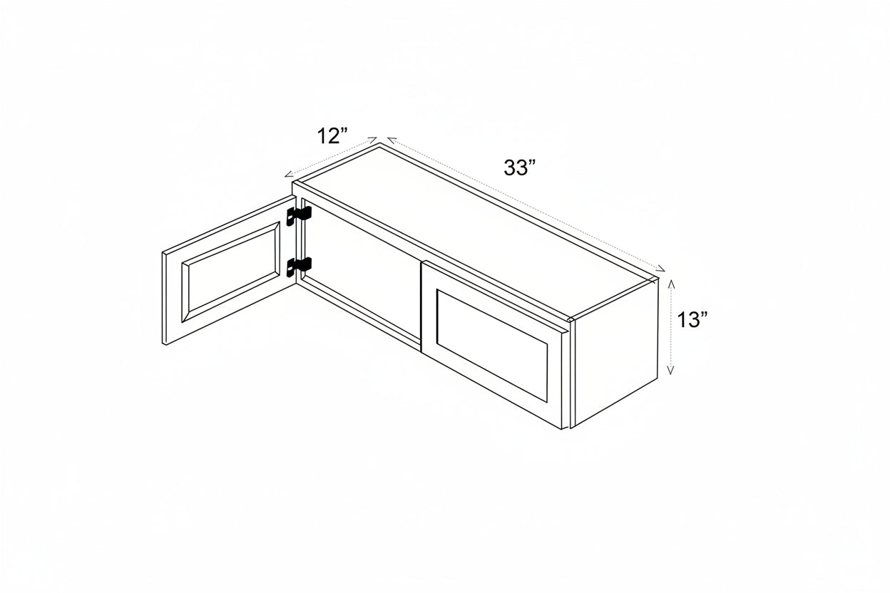 Pearl Wall 33" - Natural Shaker 33 Inches Wall Refrigerator Cabinet (12"D) 13