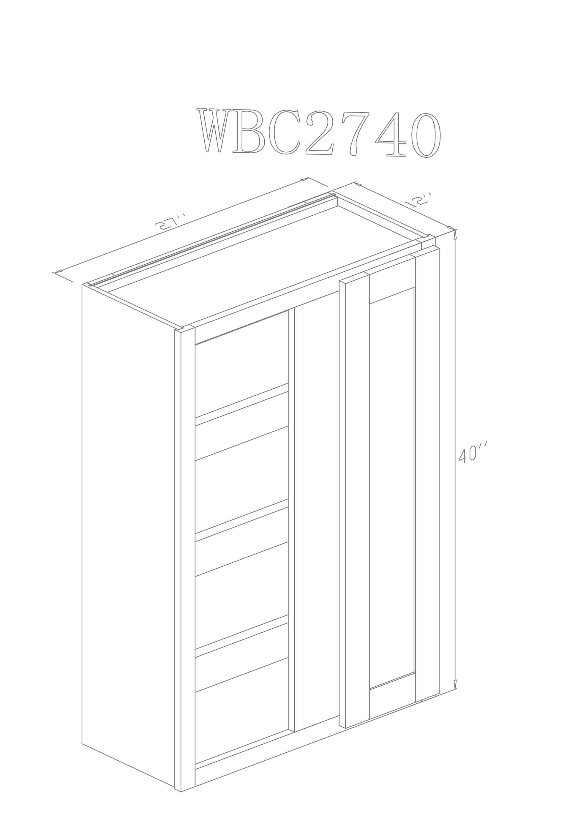 Pearl Wall 27" - Natural Shaker 27 Inches Wall Blind Cabinet 40