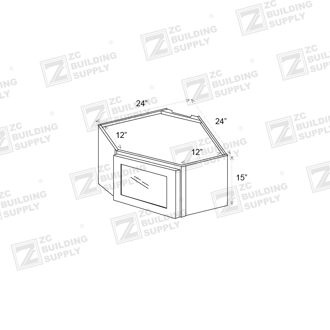 ZC Building Supply Wall 24" - Cognac 24 Inches Wall Corner Cabinet