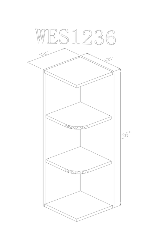 Pearl Wall 12" - Natural Shaker 12 Inches Wall Shelf Cabinet 36