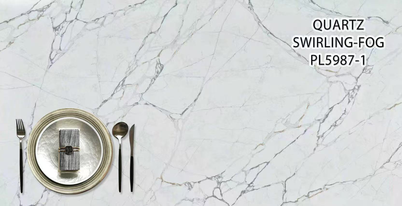 Pearl 2cm Quartz Swirling Fog (PL5987-1) Countertop - Self Pick Up Only