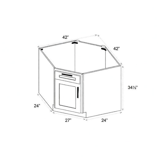 Pearl Base 27" - Natural Shaker Corner Sink Cabinet 27"