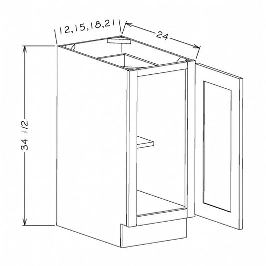 Pearl Full Height Door Base 15"- Pure White 15 Inches Full Height Door Base Cabinet