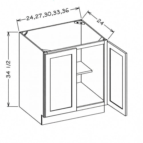 Pearl Full Height Door Base 27"- Pure White 27 Inches Full Height Door Base Cabinet