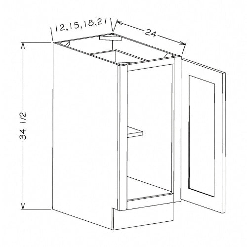Pearl Full Height Door Base 18"- Pure White 18 Inches Full Height Door Base Cabinet