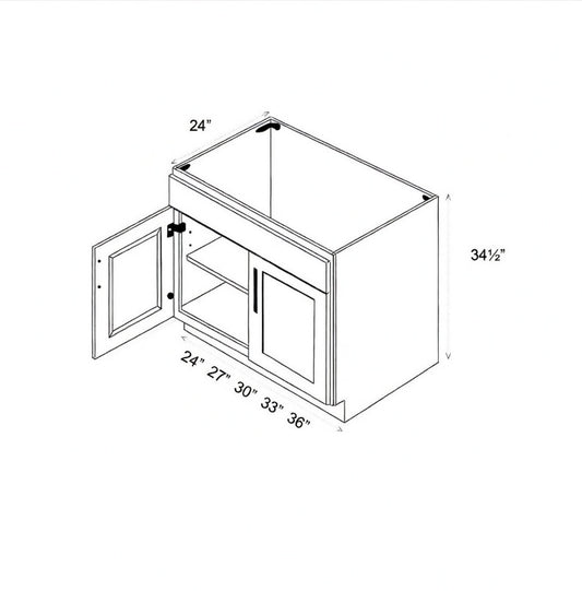 Pearl Base 30" -Natural Shaker 30 Inch Sink Base Cabinet