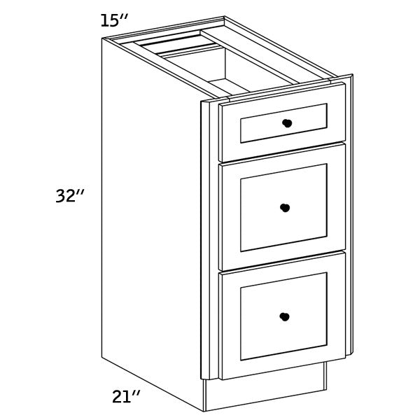 Pearl 3 Drawers Vanity Pure White Cabinet (Without sink and countertop) 15"
