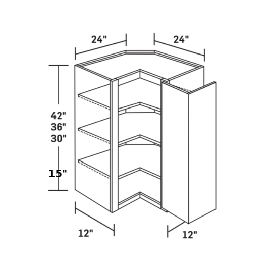 Pearl Wall 24" - Natural Shaker 24 Inches Wall Easy Reach Corner Cabinet 15GD